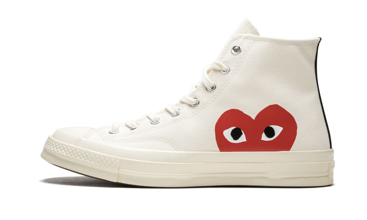 Overkicks - Converse Chuck Taylor All Star 70 Hi Comme des Garcons PLAY White (150205C/A08792C/1CK709) - vista lateral