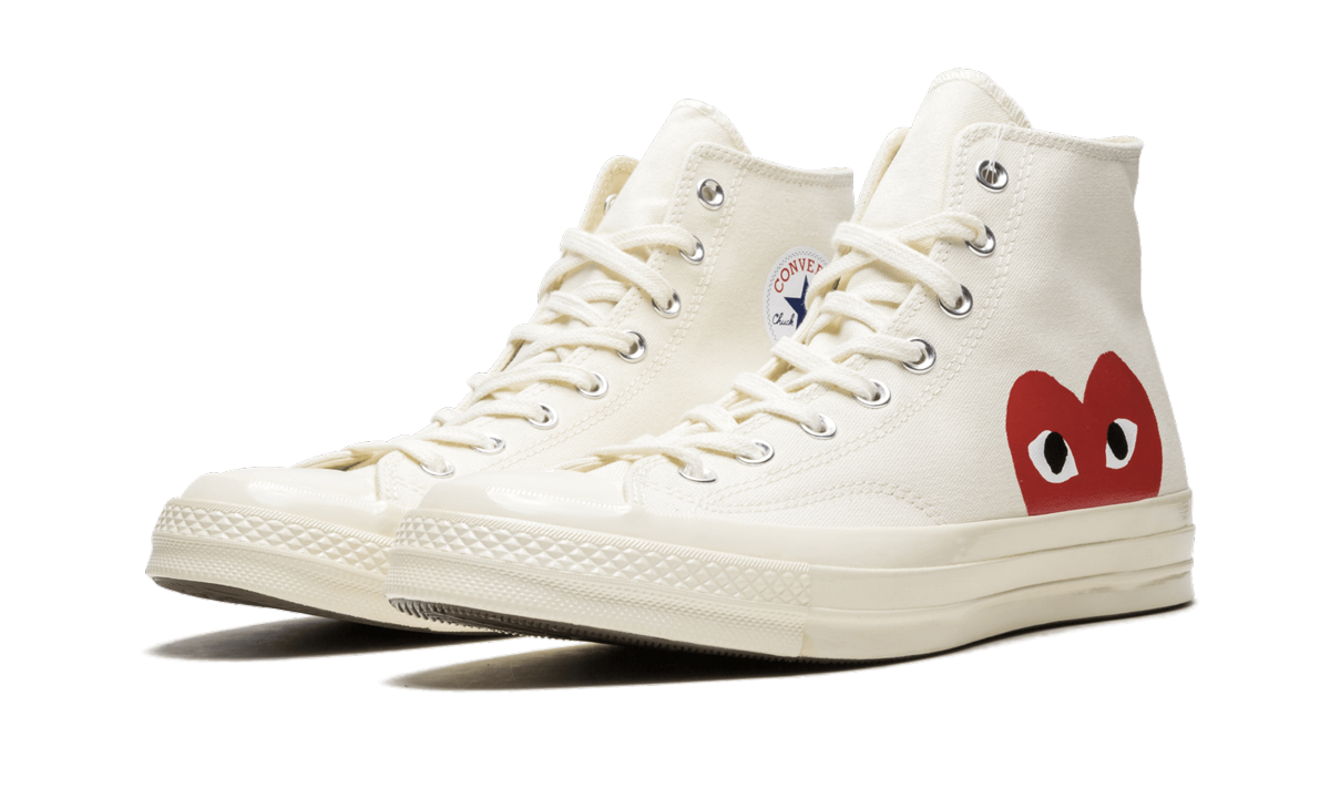 Overkicks - Converse Chuck Taylor All Star 70 Hi Comme des Garcons PLAY White (150205C/A08792C/1CK709) - vista trasera