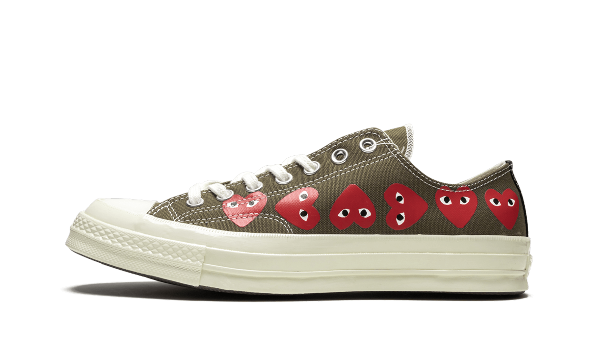 Overkicks - Converse Chuck Taylor All Star 70 Ox Comme des Garcons Multi Heart Green (162976C) - vista lateral