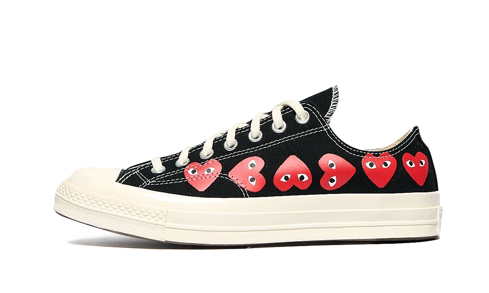 Overkicks - Converse Chuck Taylor All Star 70 Ox Comme des Garcons PLAY Multi-Heart Black (A08149C/AZ-K126-001-1) - vista lateral