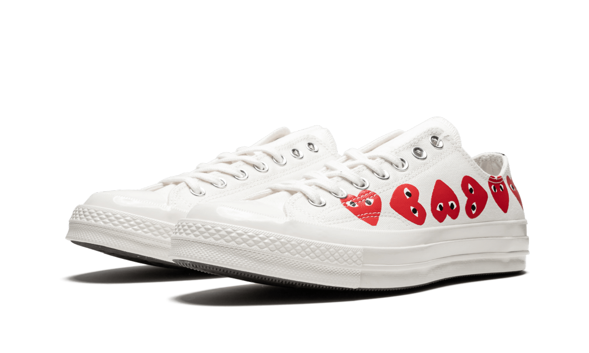 Overkicks - Converse Chuck Taylor All Star 70 Ox Comme des Garcons PLAY Multi-Heart White (162975C) - vista trasera