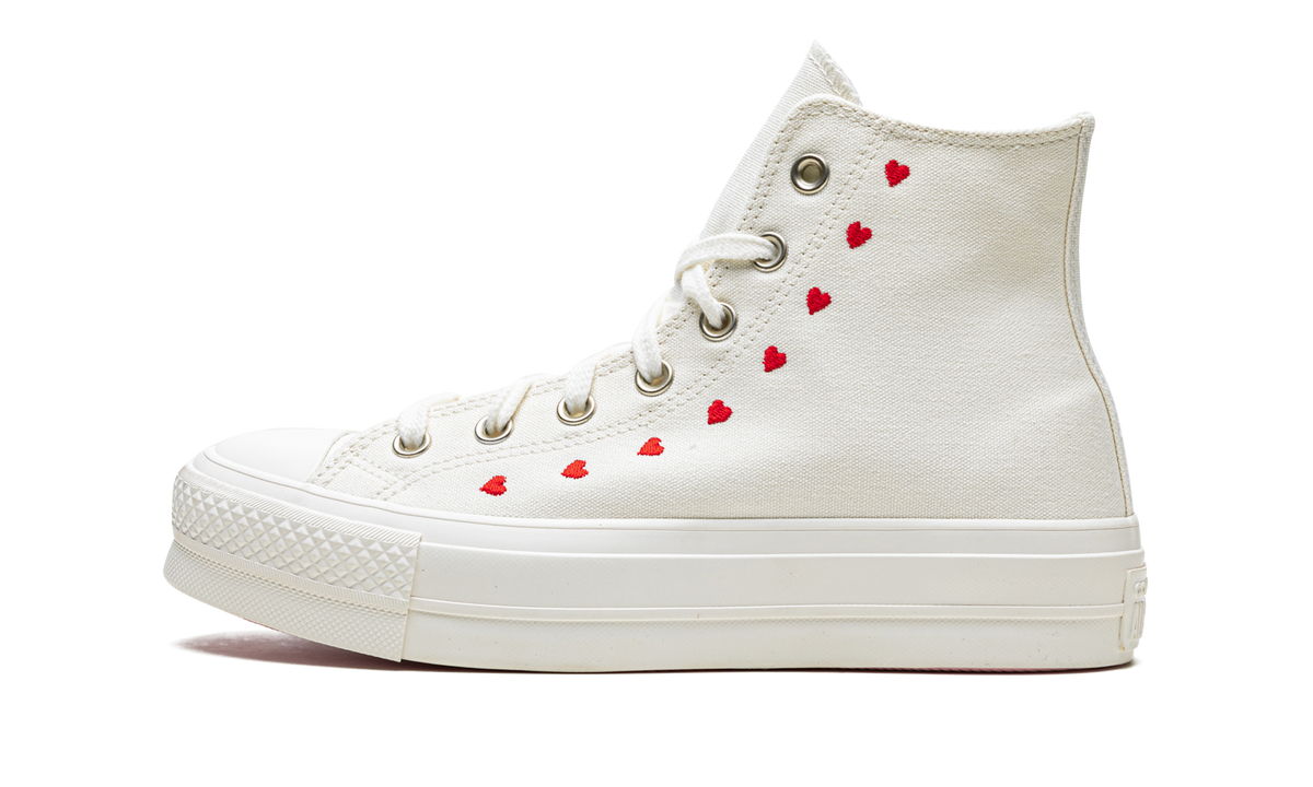 Overkicks - Converse Chuck Taylor All Star Lift Hi White Red (Womens) (A01599C) - vista lateral