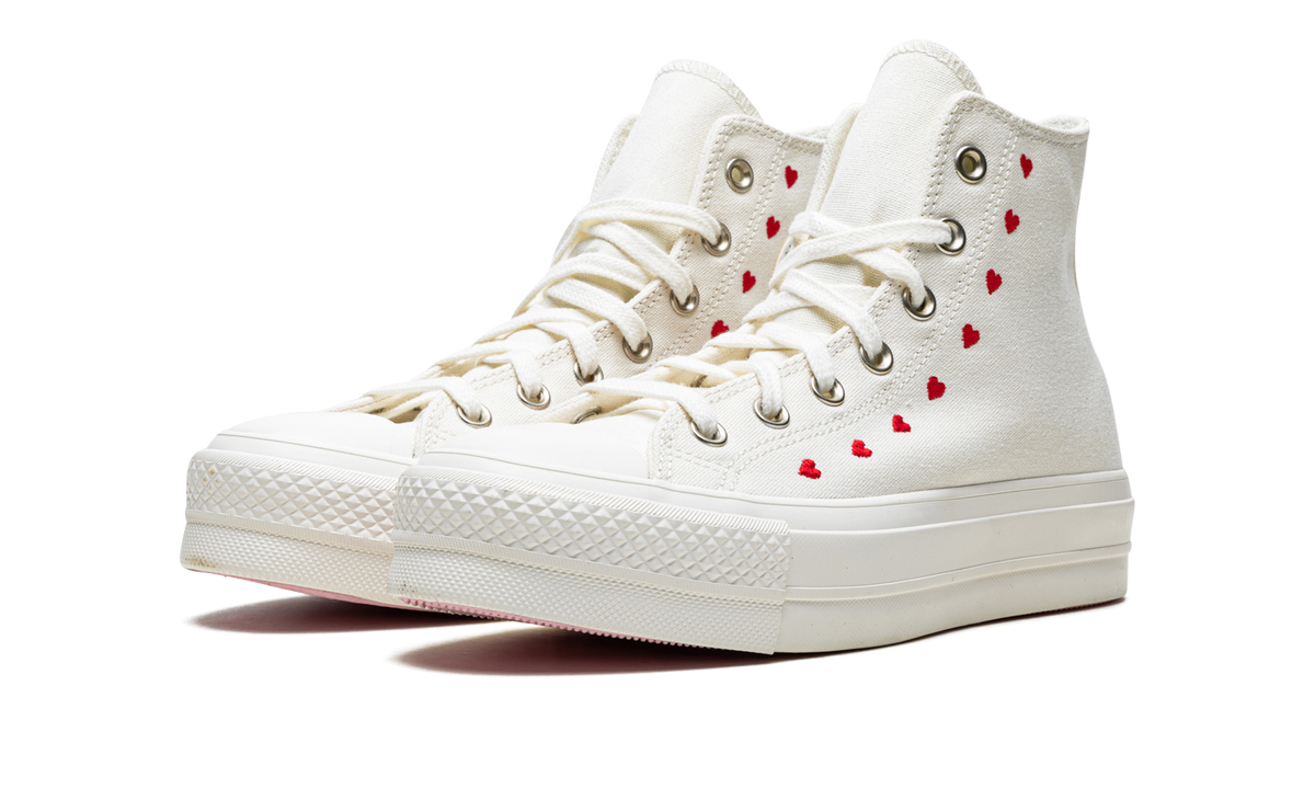 Overkicks - Converse Chuck Taylor All Star Lift Hi White Red (Womens) (A01599C) - vista trasera