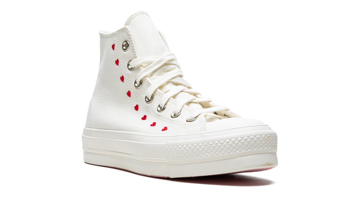 Overkicks - Converse Chuck Taylor All Star Lift Hi White Red (Womens) (A01599C) - detalle lateral interior