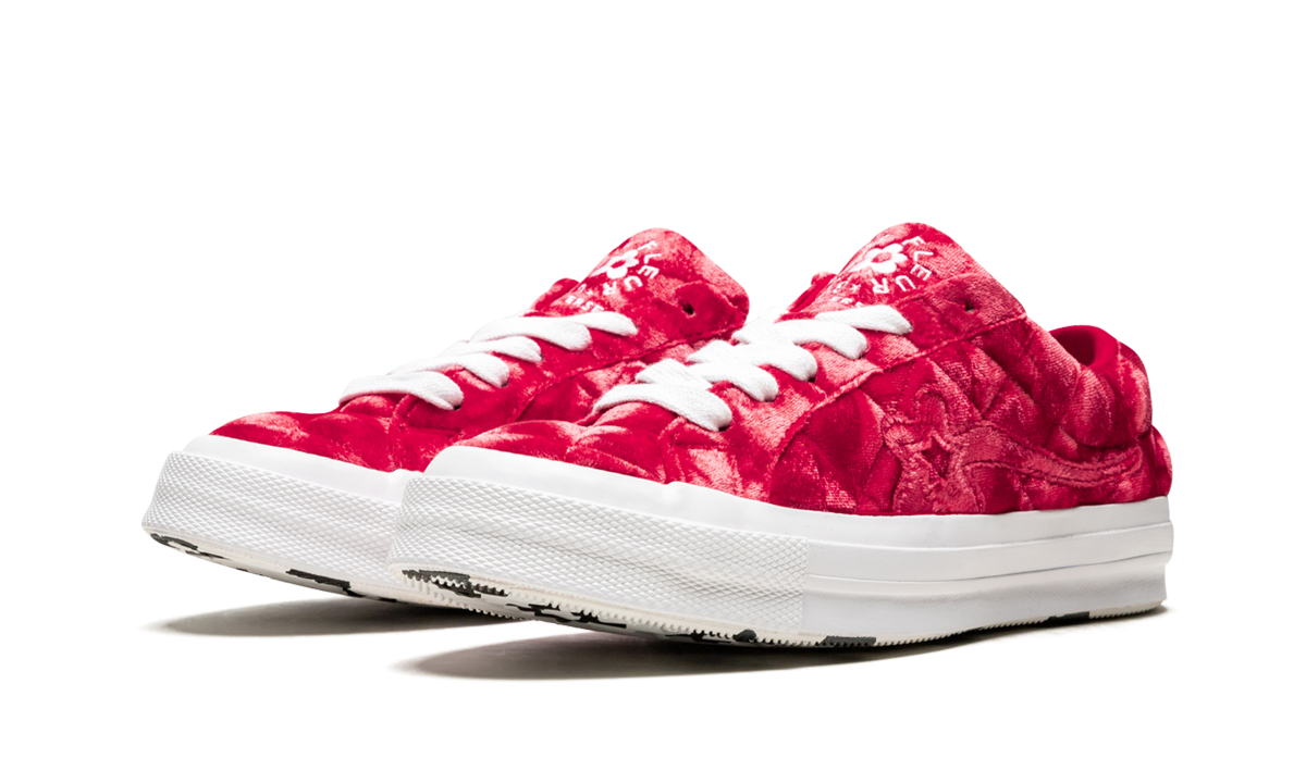 Overkicks - Converse One Star Ox Golf le Fleur TTC Quilted Velvet Barbados Cherry (165598C) - vista trasera