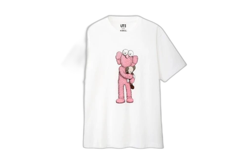 Overkicks - KAWS x Uniqlo Pink BFF Tee (US Sizing) White (KAWS-X-UNIQLO-PINK-BFF-TEE-WHITE) - vista lateral