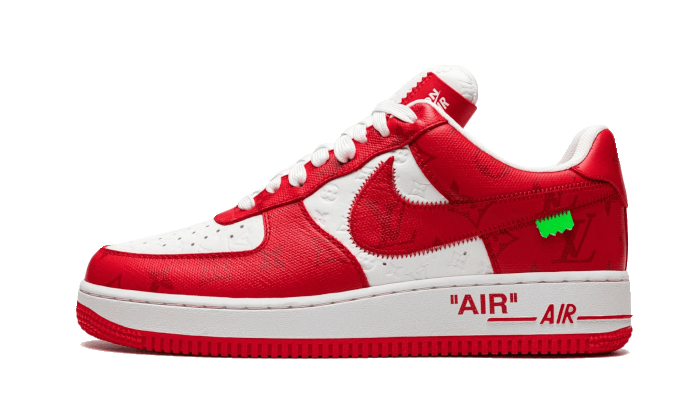 Overkicks - Louis Vuitton Nike Air Force 1 Low By Virgil Abloh White Red (1A9VA8) - vista lateral