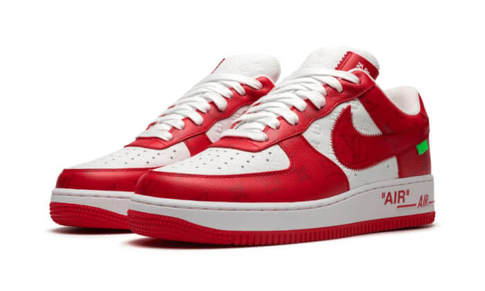 Overkicks - Louis Vuitton Nike Air Force 1 Low By Virgil Abloh White Red (1A9VA8) - vista trasera