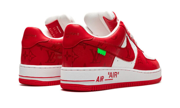 Overkicks - Louis Vuitton Nike Air Force 1 Low By Virgil Abloh White Red (1A9VA8) - par completo