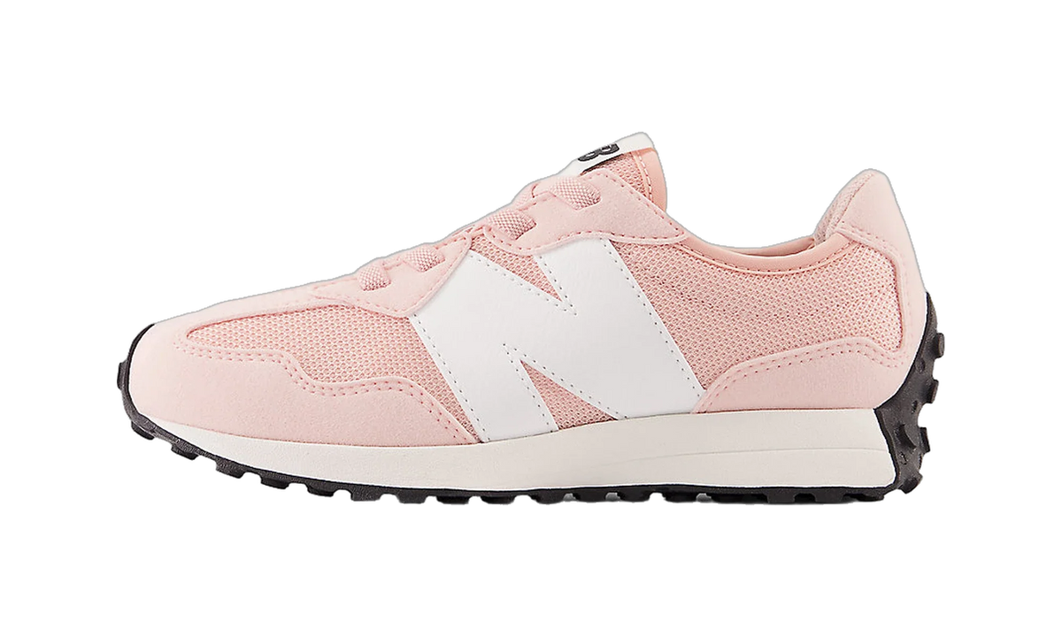 Overkicks - New Balance 327 Bungee Lace Pink Haze White (PS) (PH327CGP) - vista lateral