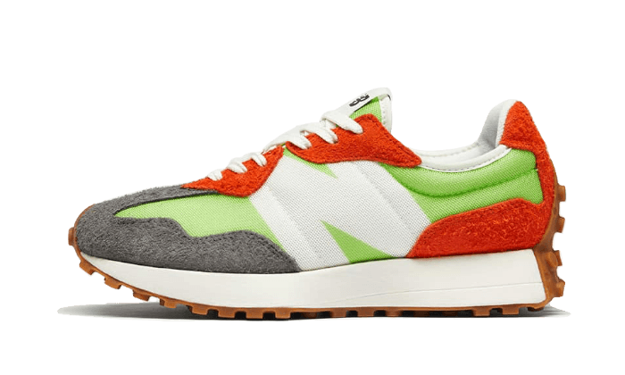Overkicks - New Balance 327 Lime Green Red Grey (MS327SFA) - vista lateral