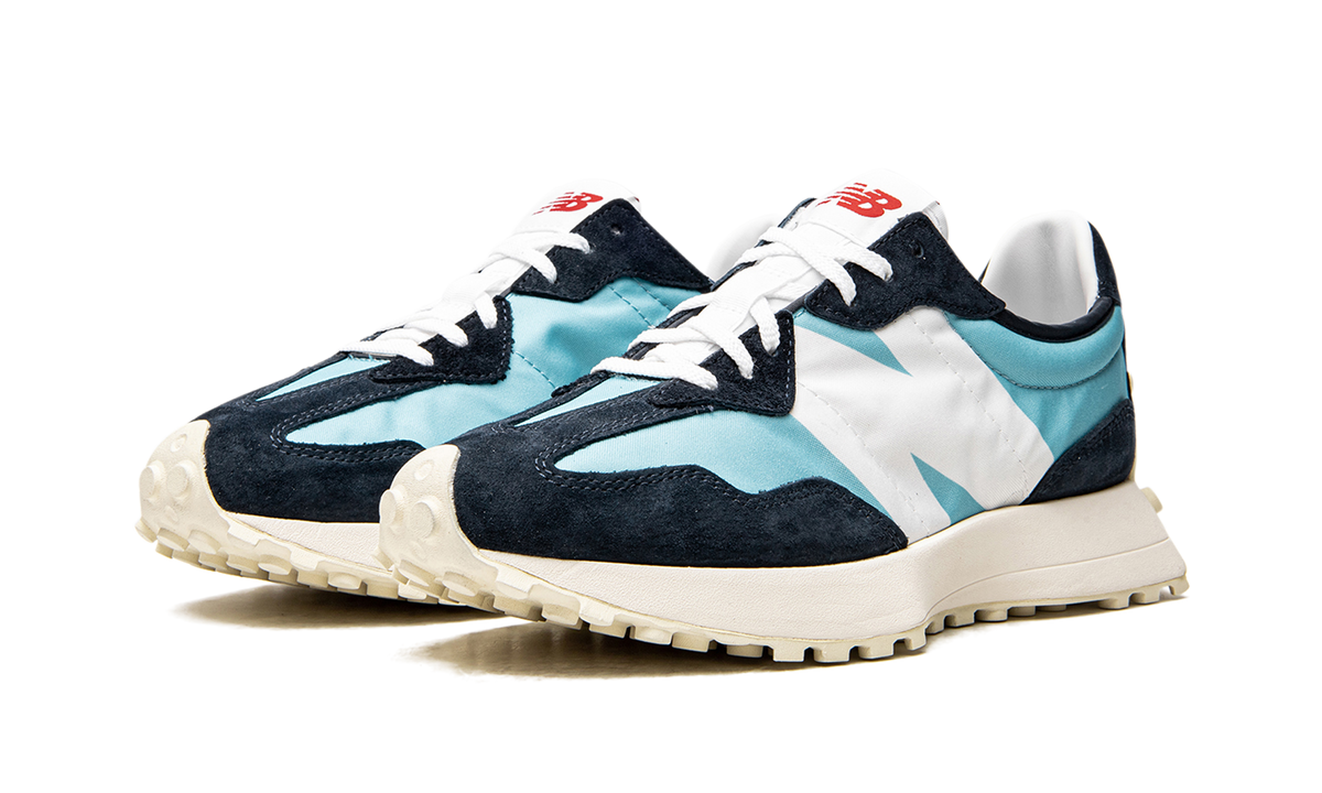 Overkicks - New Balance 327 Navy White (Womens) (WS327CPB) - vista trasera