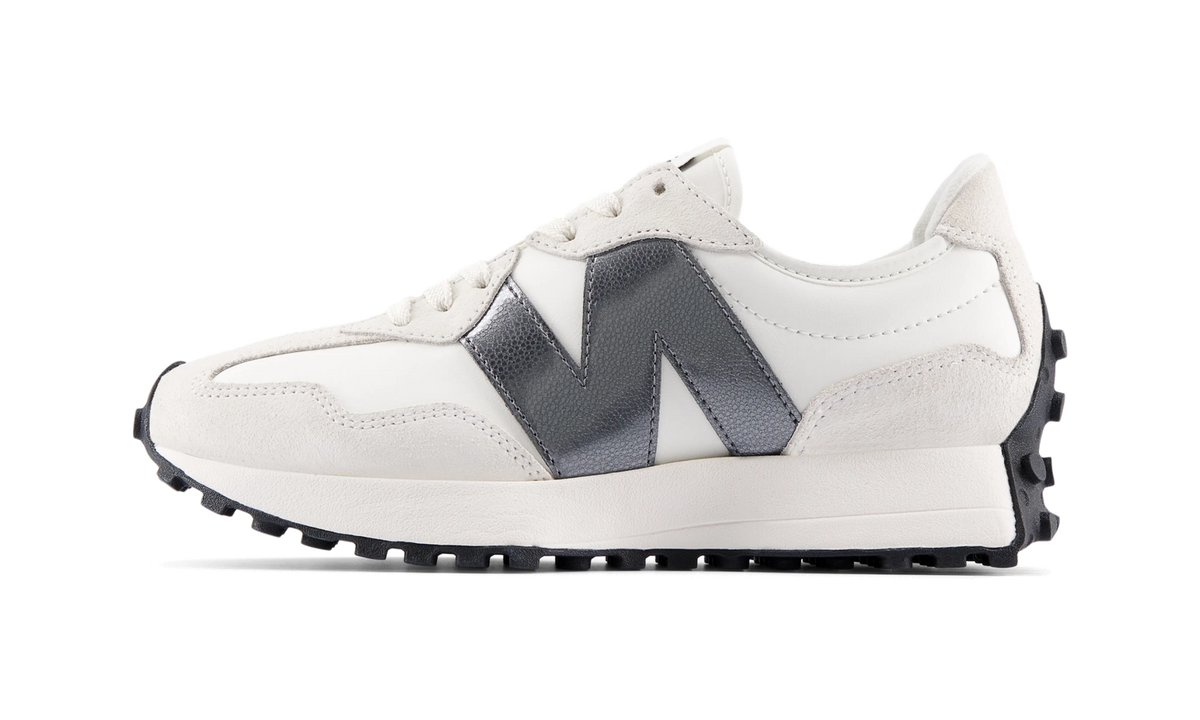 Overkicks - New Balance 327 White Dark Grey (Womens) (WS327JWB) - vista lateral