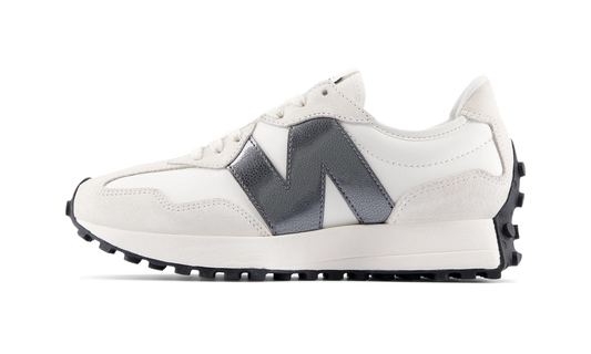 Overkicks - New Balance 327 White Dark Grey (Womens) (WS327JWB) - vista lateral