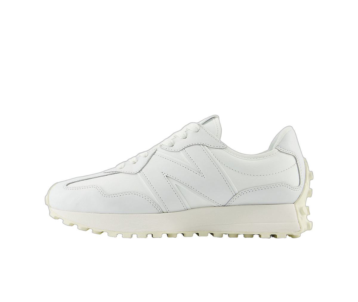 Overkicks - New Balance 327 White Leather (U327LP) - vista lateral
