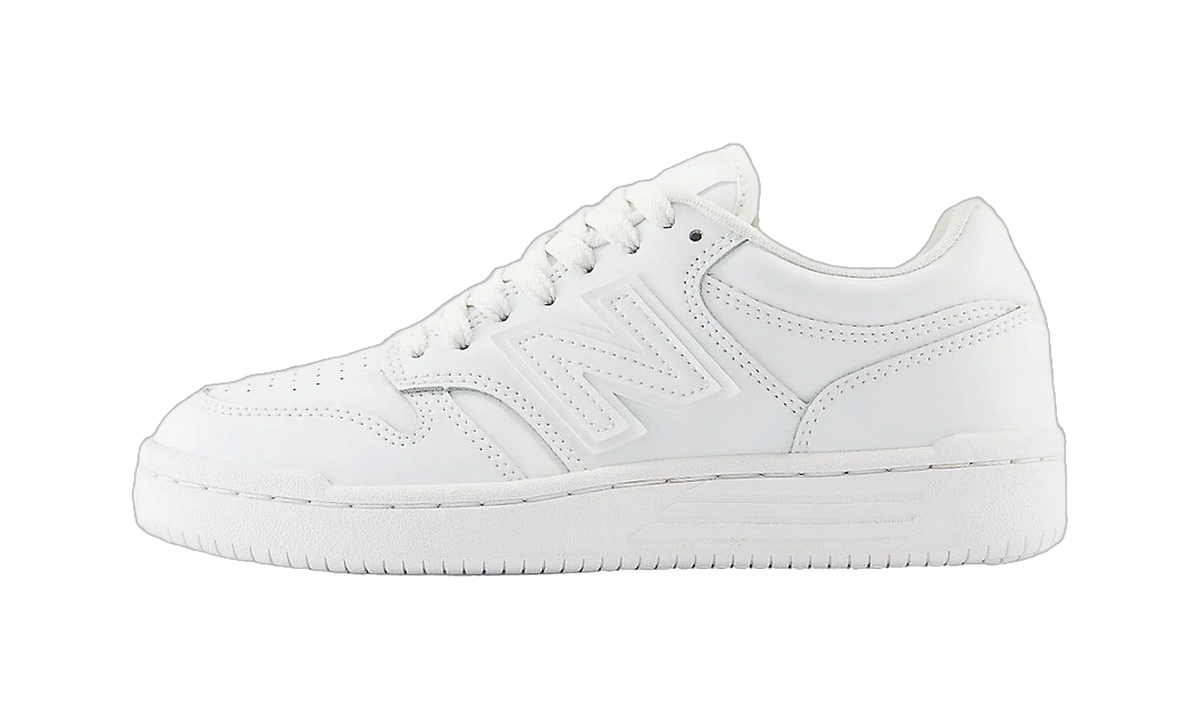Overkicks - New Balance 480 Triple White (GS) (GSB4803W) - vista lateral