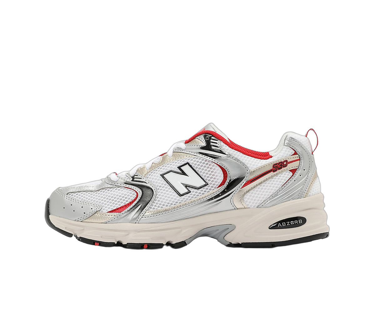 Overkicks - New Balance 530 White Grey Red (MR530ZNR) - vista lateral