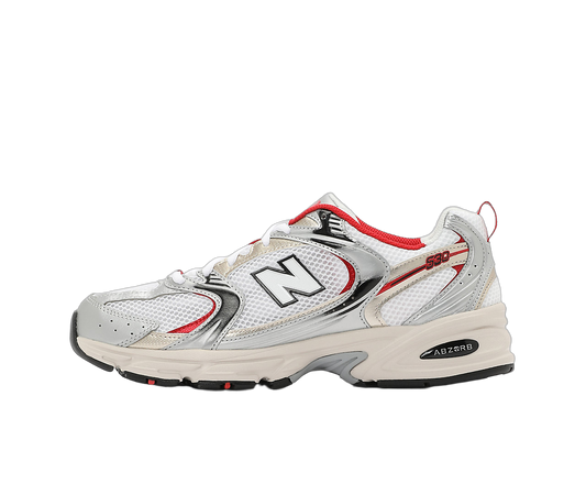Overkicks - New Balance 530 White Grey Red (MR530ZNR) - vista lateral