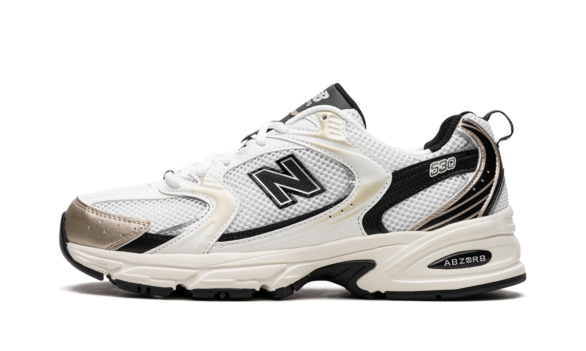 Overkicks - New Balance 530 White Light Gold Metallic (MR530TC) - vista lateral