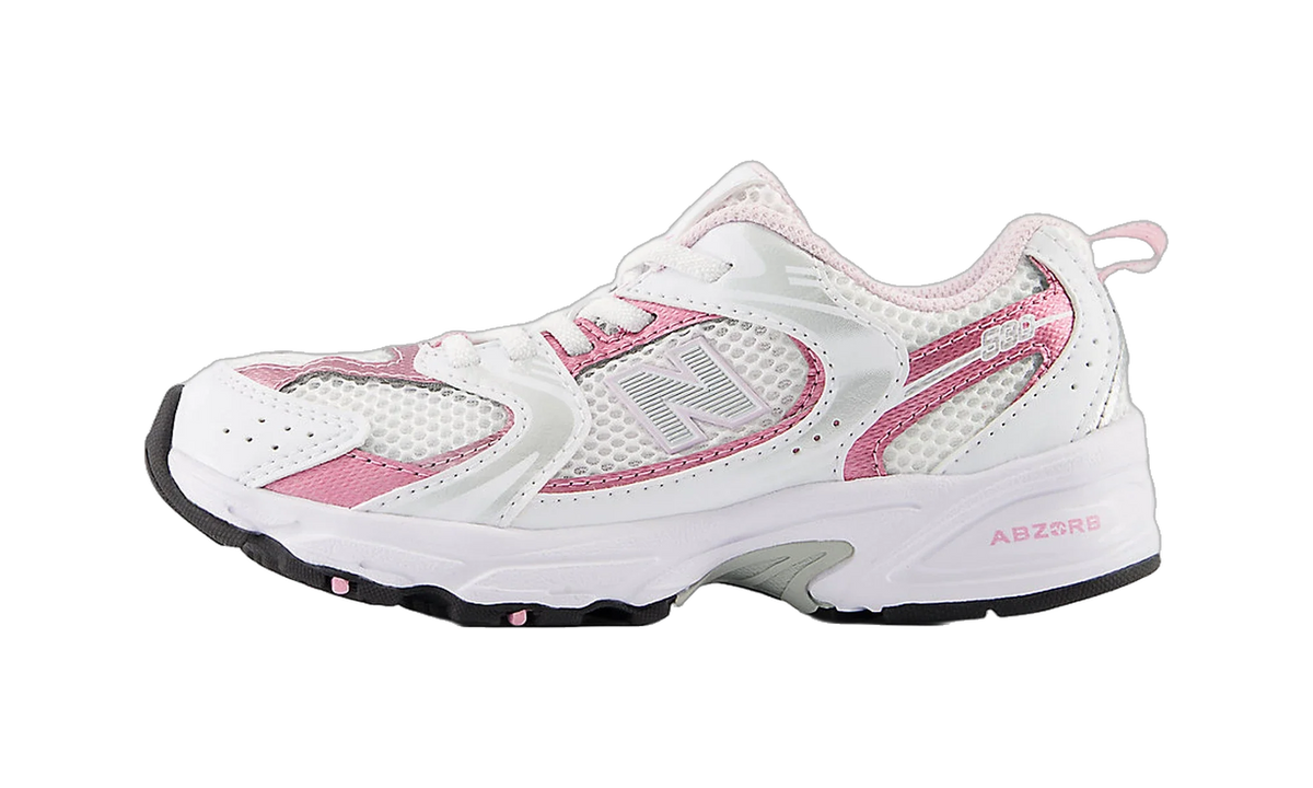 Overkicks - New Balance 530 White Pink Sugar Silver Metallic (PS) (PZ530RK) - vista lateral