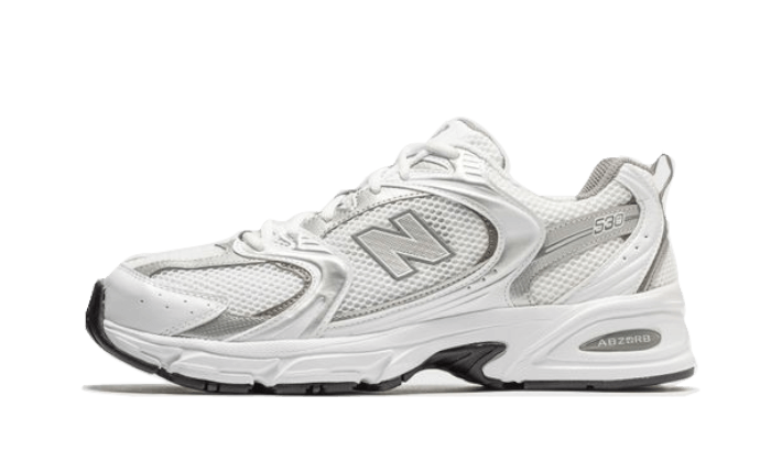 Overkicks - New Balance 530 White Silver (GS) (GR530AD) - vista lateral