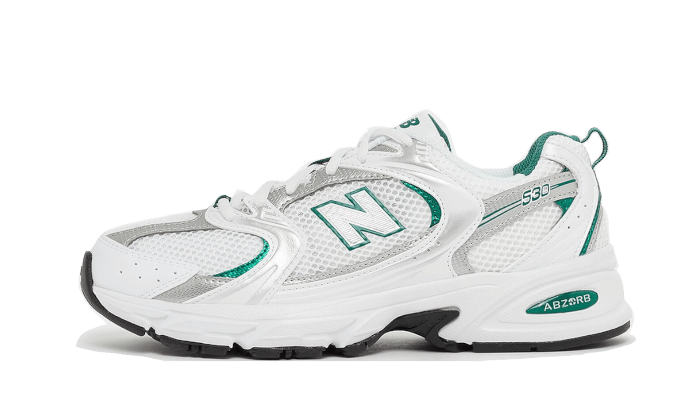 Overkicks - New Balance 530 White Silver Green (MR530AB) - vista lateral