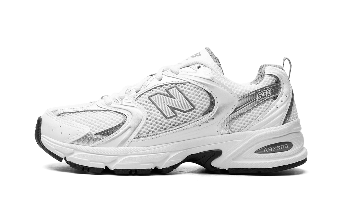 Overkicks - New Balance 530 White Silver Metallic (MR530AD) - vista lateral