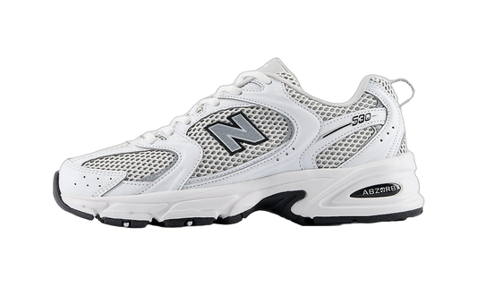 Overkicks - New Balance 530 White Silver Metallic Black Sole (U530KLB) - vista lateral