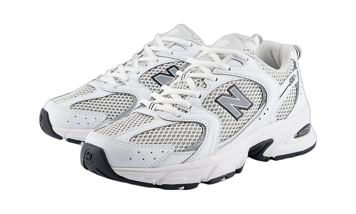 Overkicks - New Balance 530 White Silver Metallic Black Sole (U530KLB) - vista trasera