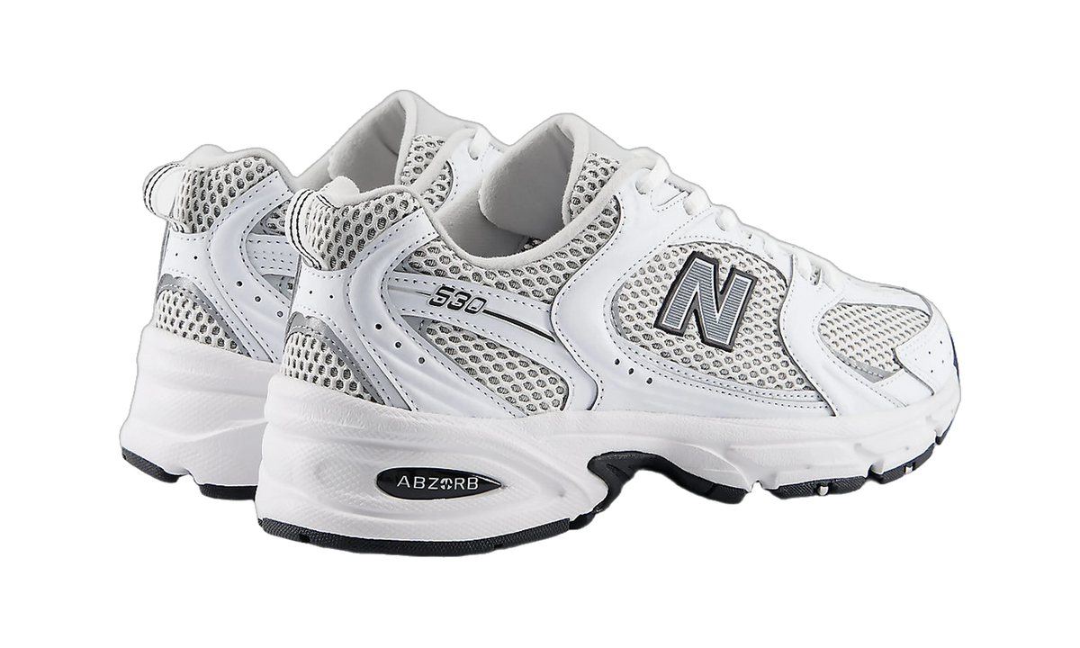 Overkicks - New Balance 530 White Silver Metallic Black Sole (U530KLB) - par completo