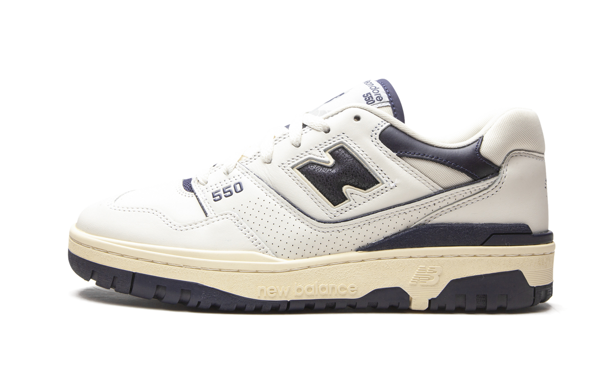 Overkicks - New Balance 550 Aime Leon Dore White Navy (BB550ALF) - vista lateral
