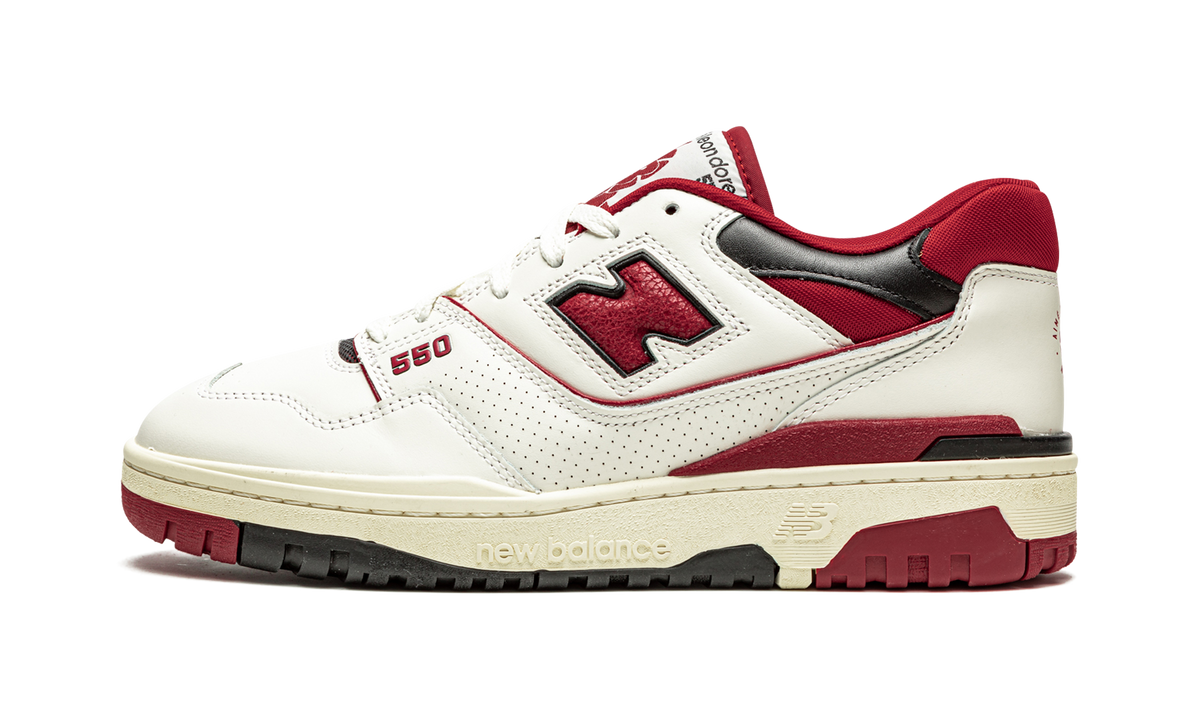 Overkicks - New Balance 550 Aime Leon Dore White Red (BB550AE1) - vista lateral