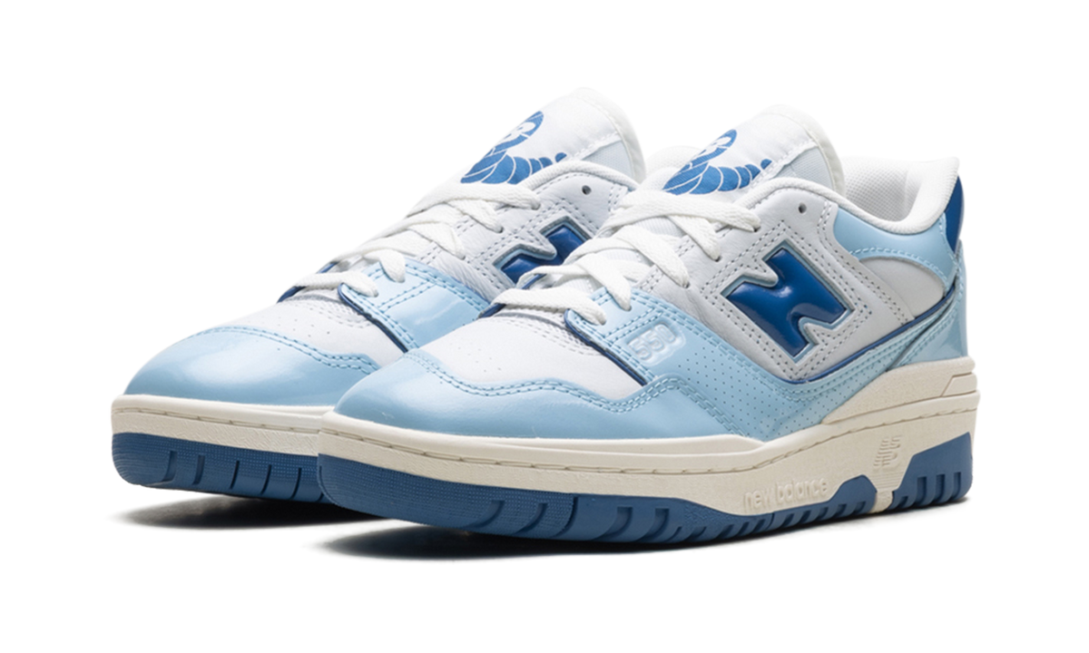 Overkicks - New Balance 550 Chrome Blue Patent (BB550YKE) - vista trasera
