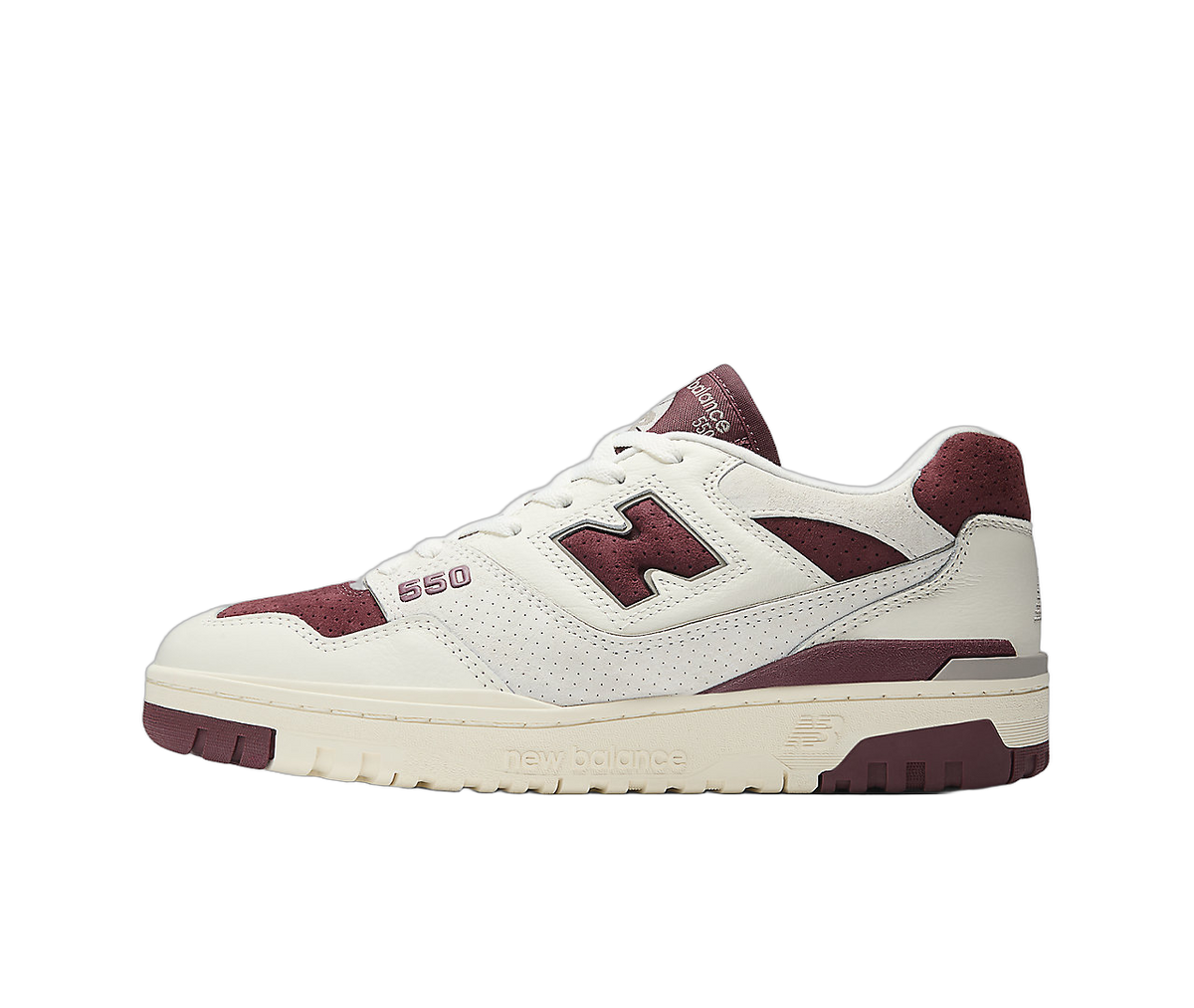 Overkicks - New Balance 550 Sea Salt Classic Crimson (BB550LEZ) - vista lateral