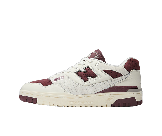 Overkicks - New Balance 550 Sea Salt Classic Crimson (BB550LEZ) - vista lateral