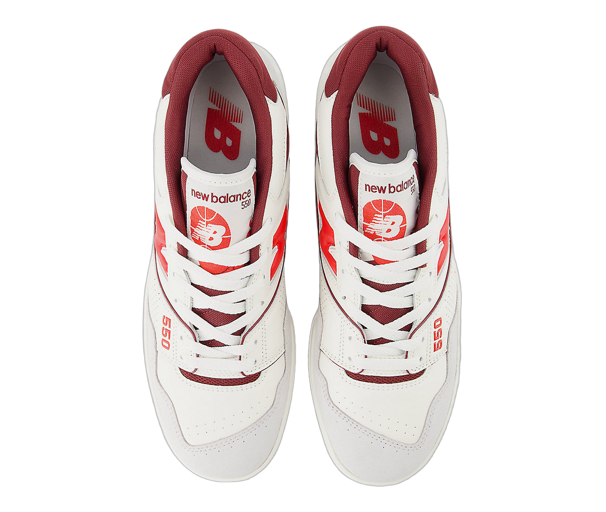 Overkicks - New Balance 550 Sea Salt Grey True Red (BB550EMR) - par completo