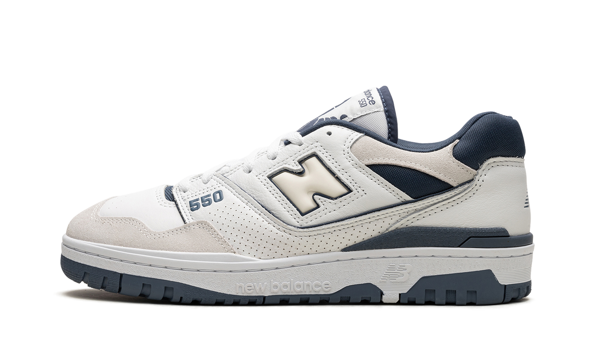 Overkicks - New Balance 550 White Dusty Blue (BB550STG) - vista lateral