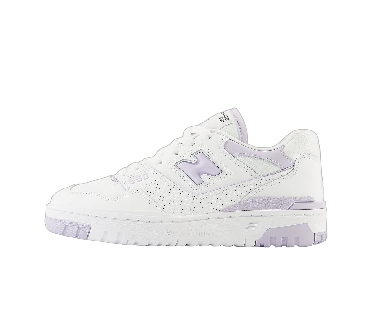 Overkicks - New Balance 550 White Lilac (Womens) (BBW550BV) - vista lateral