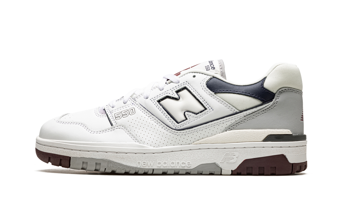 Overkicks - New Balance 550 White Natural Indigo Burgundy (BB550PWB) - vista lateral