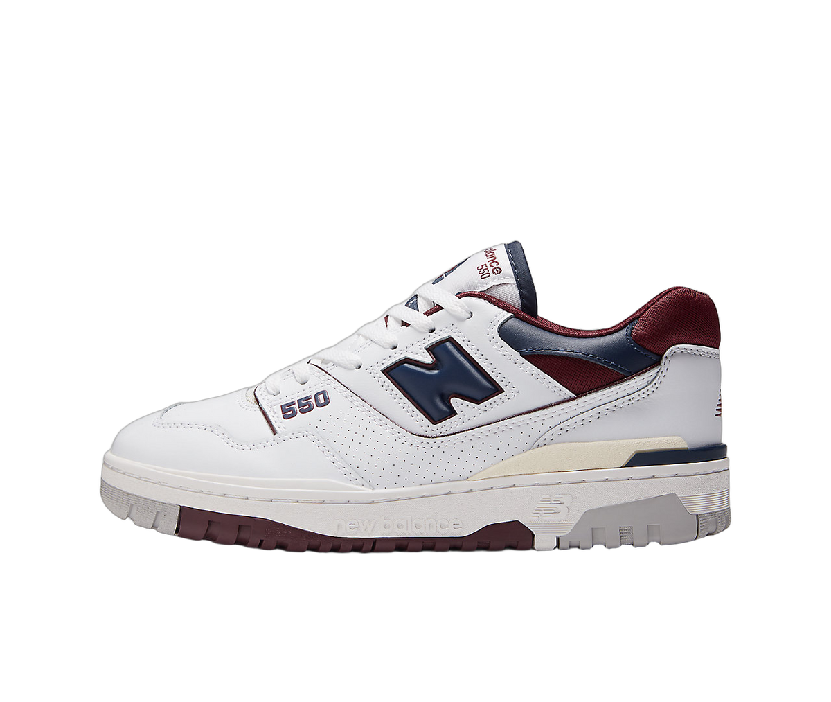 Overkicks - New Balance 550 White Navy NB Burgundy (BB550NCD) - vista lateral