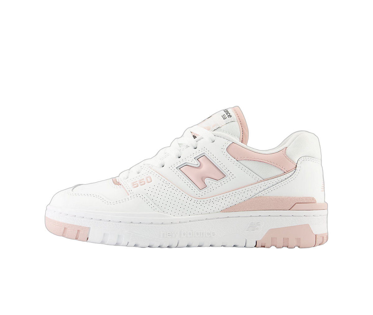 Overkicks - New Balance 550 White Pink Sand (Womens) (BBW550BP) - vista lateral