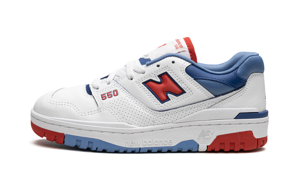 Overkicks - New Balance 550 White True Red Atlantic Blue (BB550NCH) - vista lateral