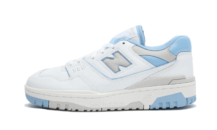 Overkicks - New Balance 550 White University Blue (Womens) (BBW550JC) - vista lateral