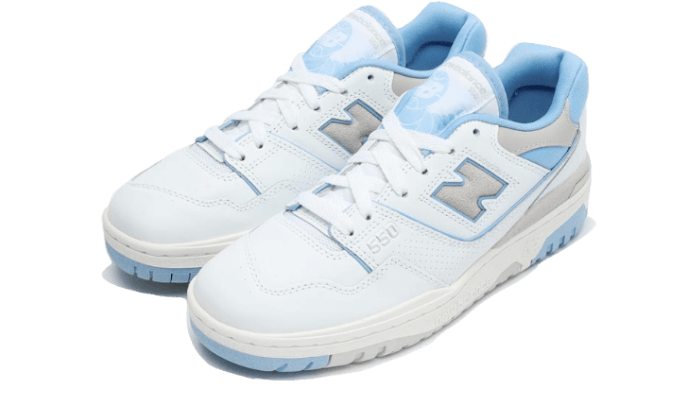 Overkicks - New Balance 550 White University Blue (Womens) (BBW550JC) - vista trasera