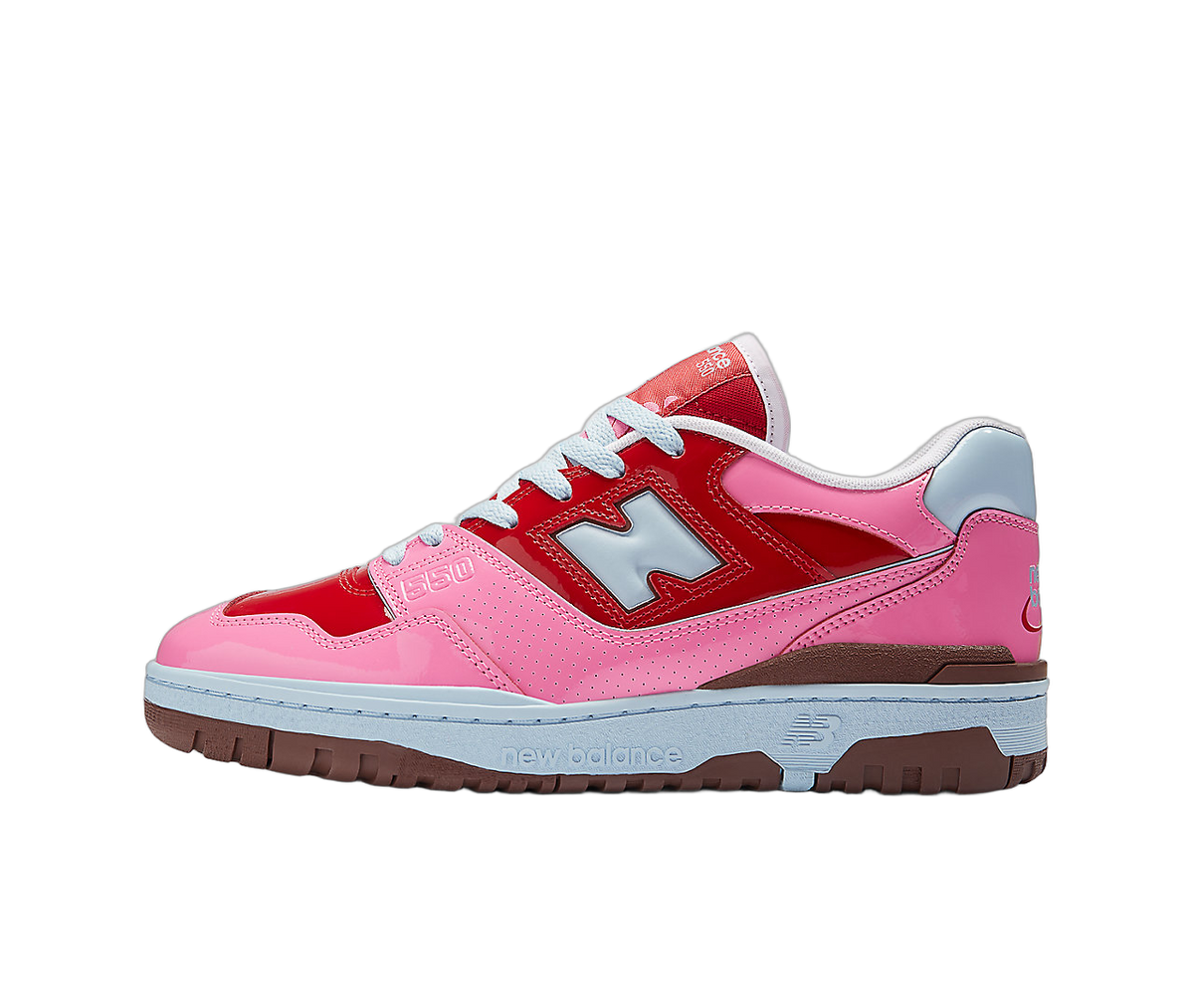 Overkicks - New Balance 550 Y2K Patent Leather Pack Red Pink (BB550YKC) - vista lateral