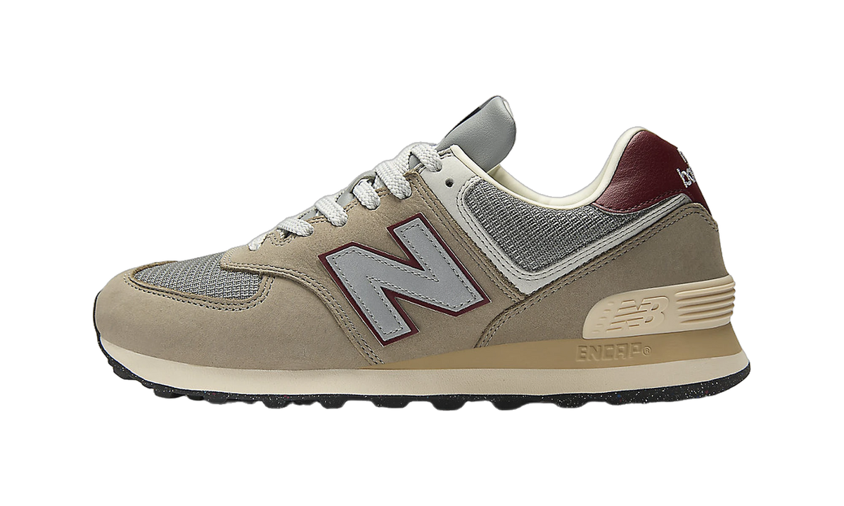 Overkicks - New Balance 574 Arid Stone Monarch Burgundy (U574SKB) - vista lateral