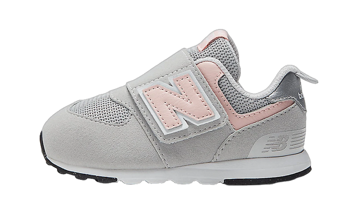 Overkicks - New Balance 574 Hook and Loop Rain Cloud Pink Haze (TD) (NW574PK) - vista lateral