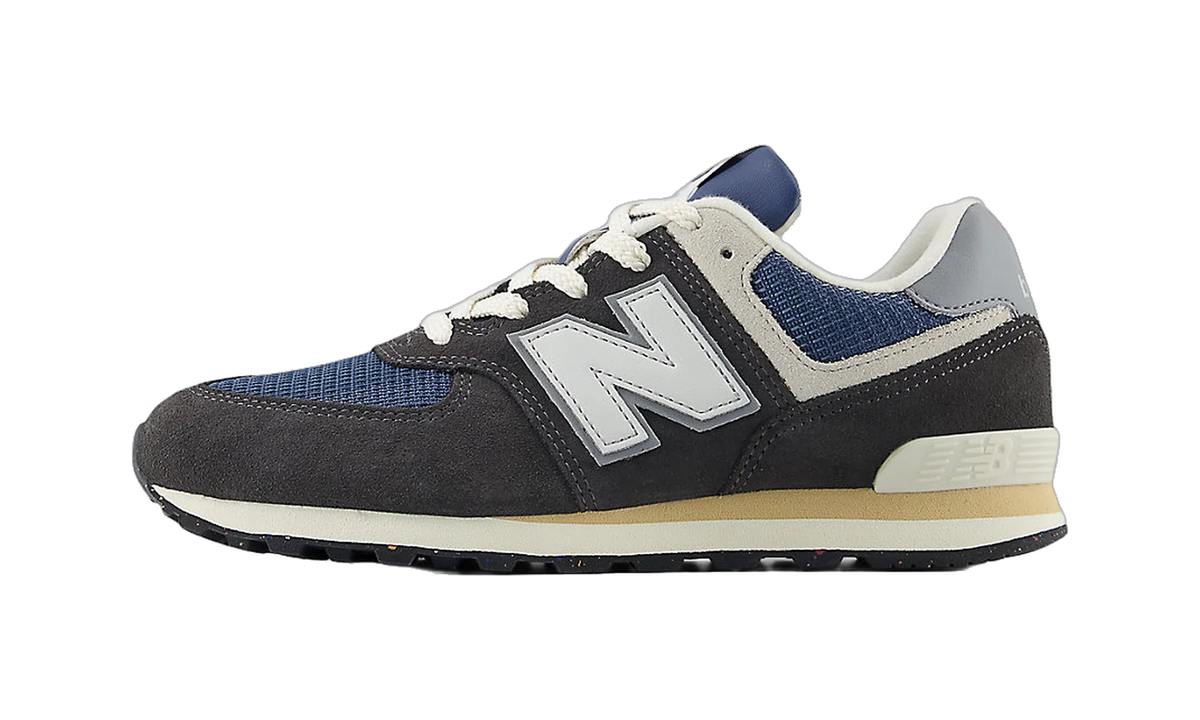 Overkicks - New Balance 574 Lace Black Cement Slate Grey (GS) (GC574SGG) - vista lateral