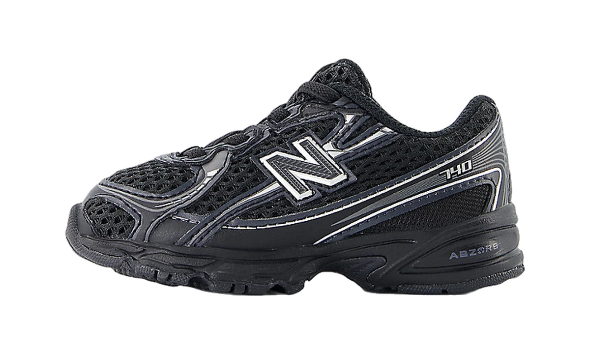 Overkicks - New Balance 740 Bungee Lace Black Silver Metallic (TD) (IZ740BM) - vista lateral