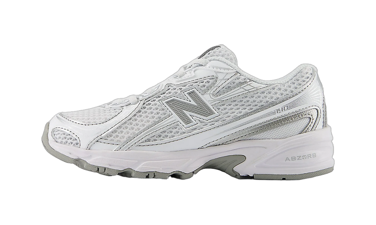 Overkicks - New Balance 740 Bungee Lace White Silver Metallic (PS) (PZ740WM) - vista lateral